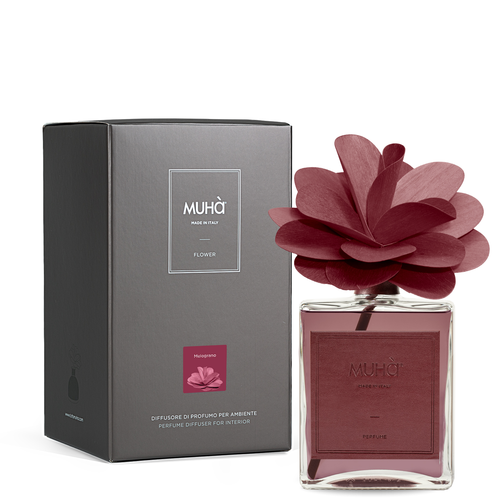 Muhà Geurdiffuser Flower Bordeaux 500ml - Pomegranate