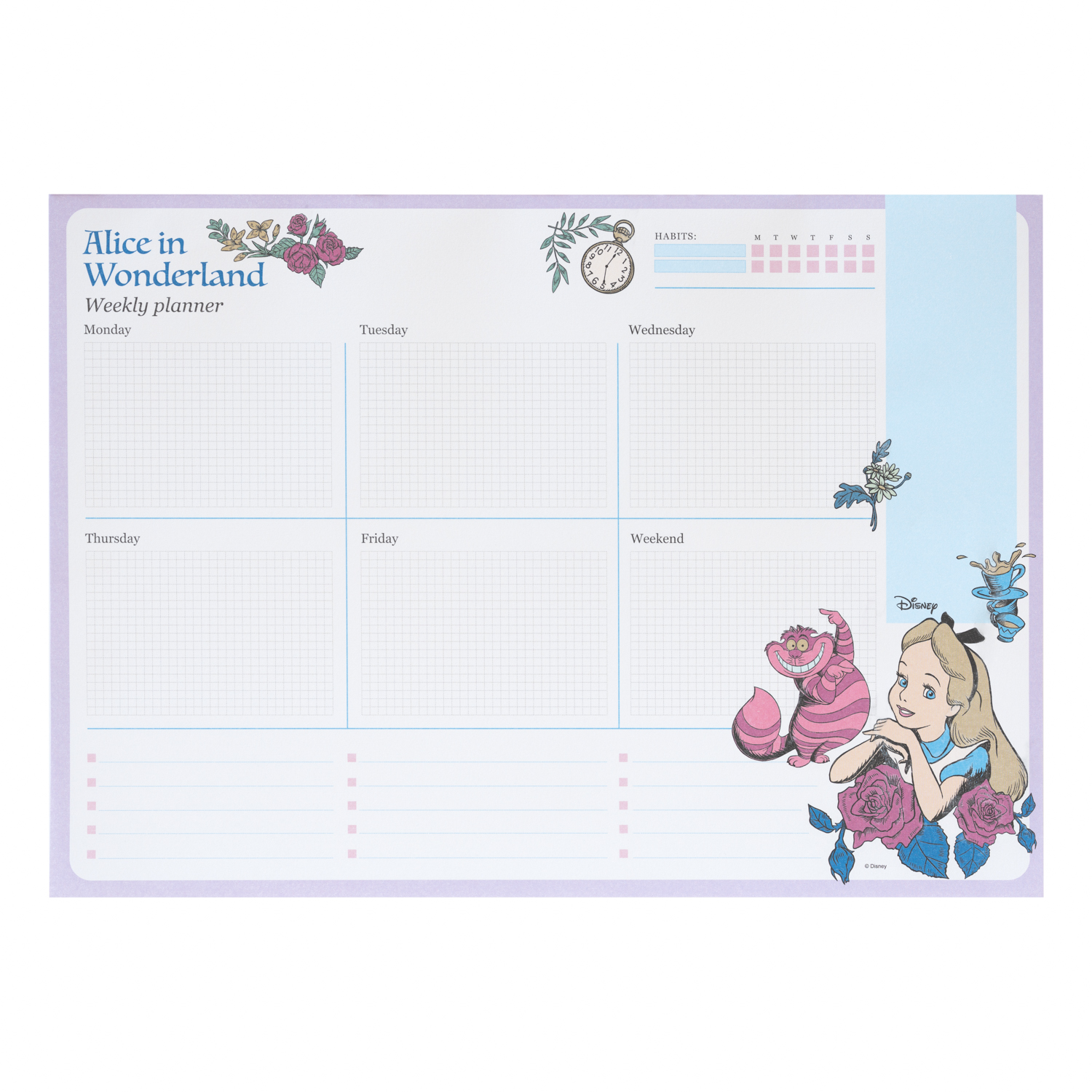 Alice in Wonderland Week Planner A4 Disney