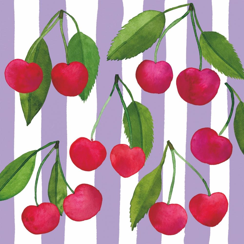 PPD Cocktailservetten 25x25 cm Cherry & Stripes - 20 stuks