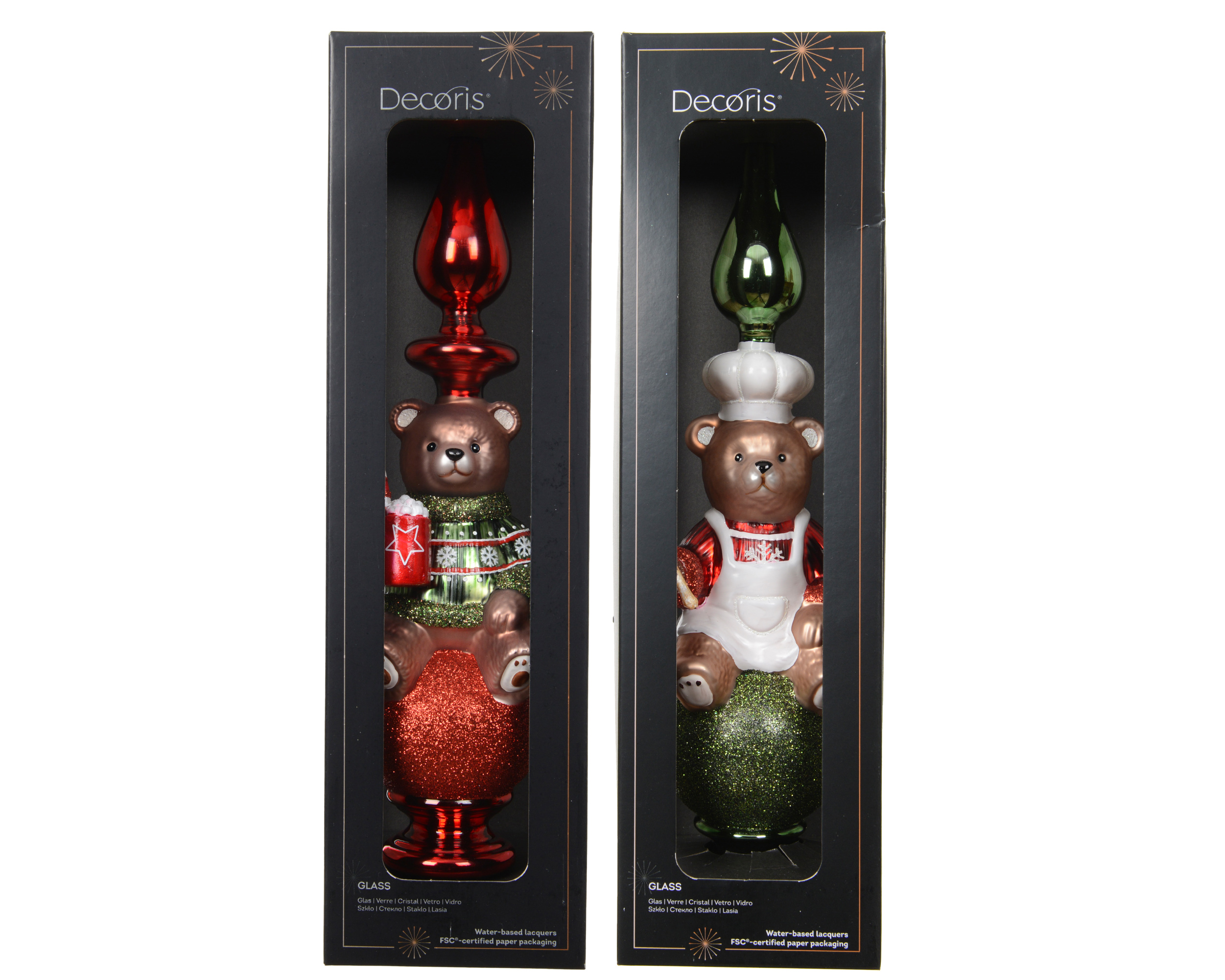 Piek Glas met Beer 7.5x31 cm - assorti - prijs per stuk