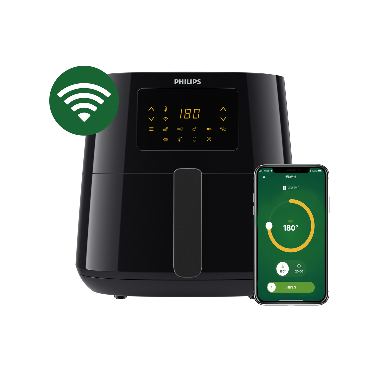 Philips Airfryer HD9280/70 Essential XL digitaal, zwart, 1.2 Kg. met app