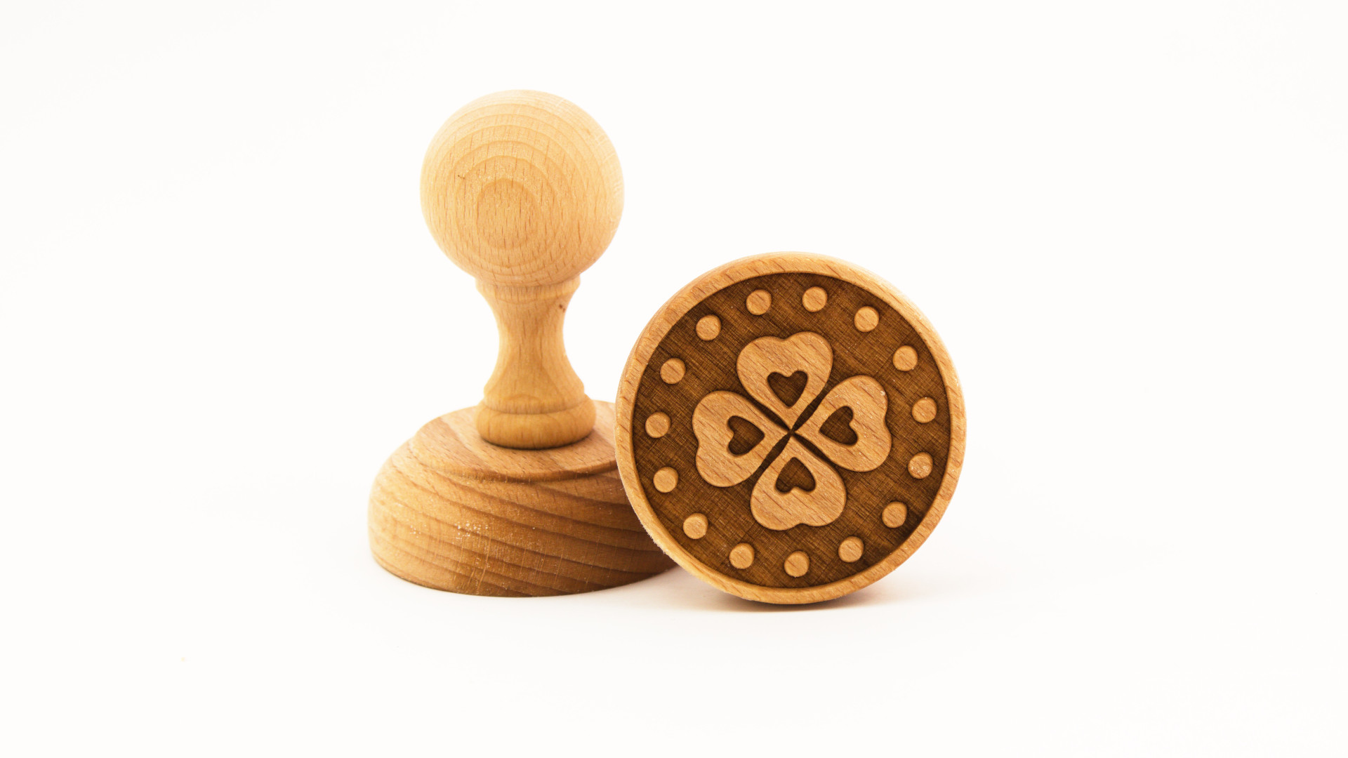 Folkroll Stempel Klavertje Vier - Hout