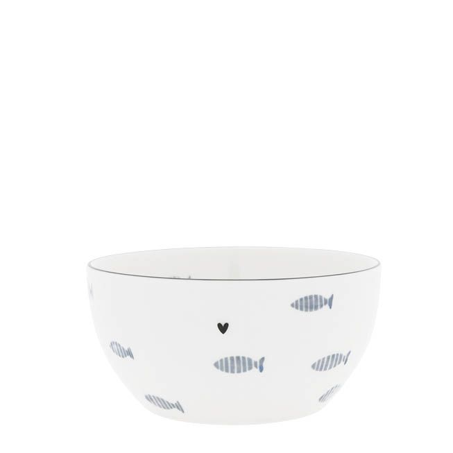 Bastion Collections Bowl Watercolour Blue Fish 14x7 cm - Keramiek