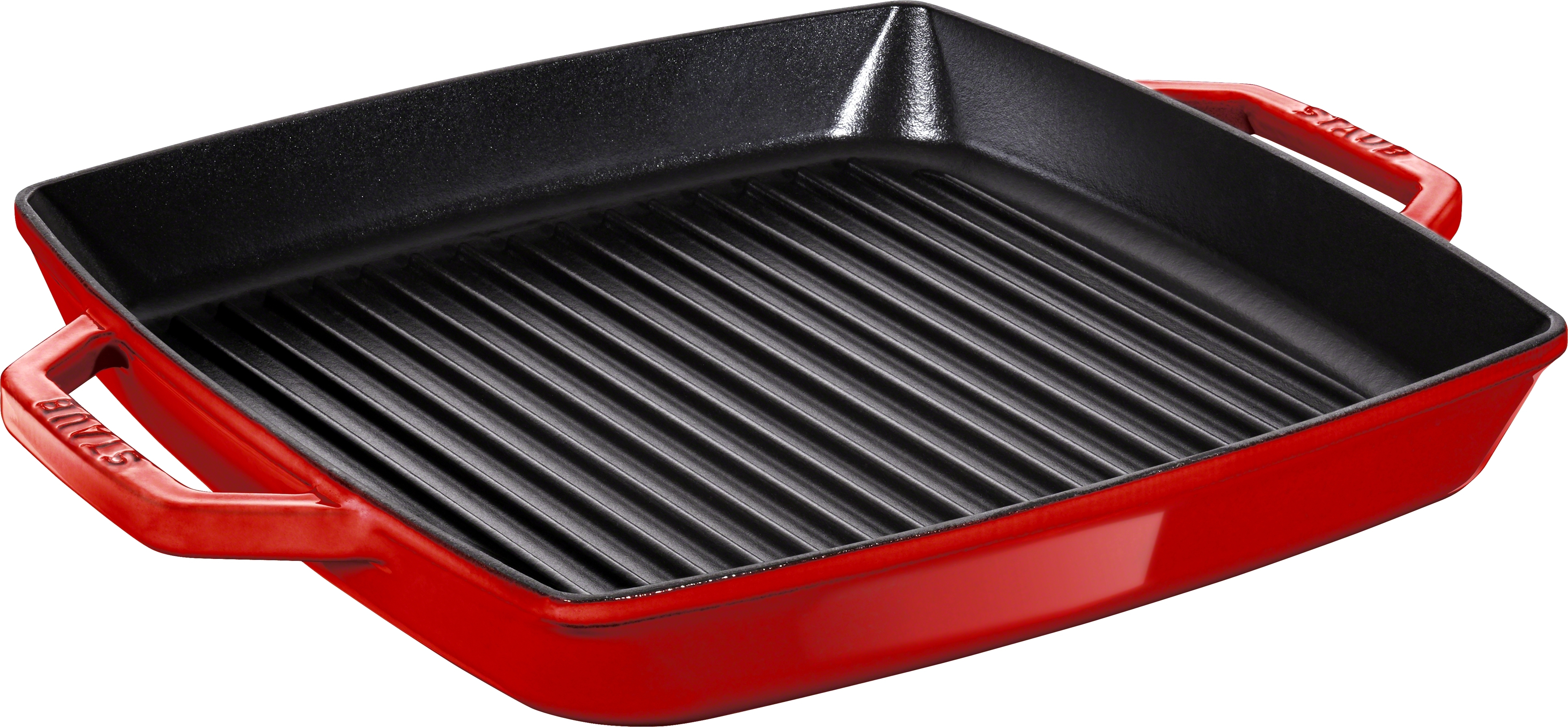 Staub Grillpan Kersenrood 33x33 cm met 2 Grepen - Gietijzer - alle Vuren
