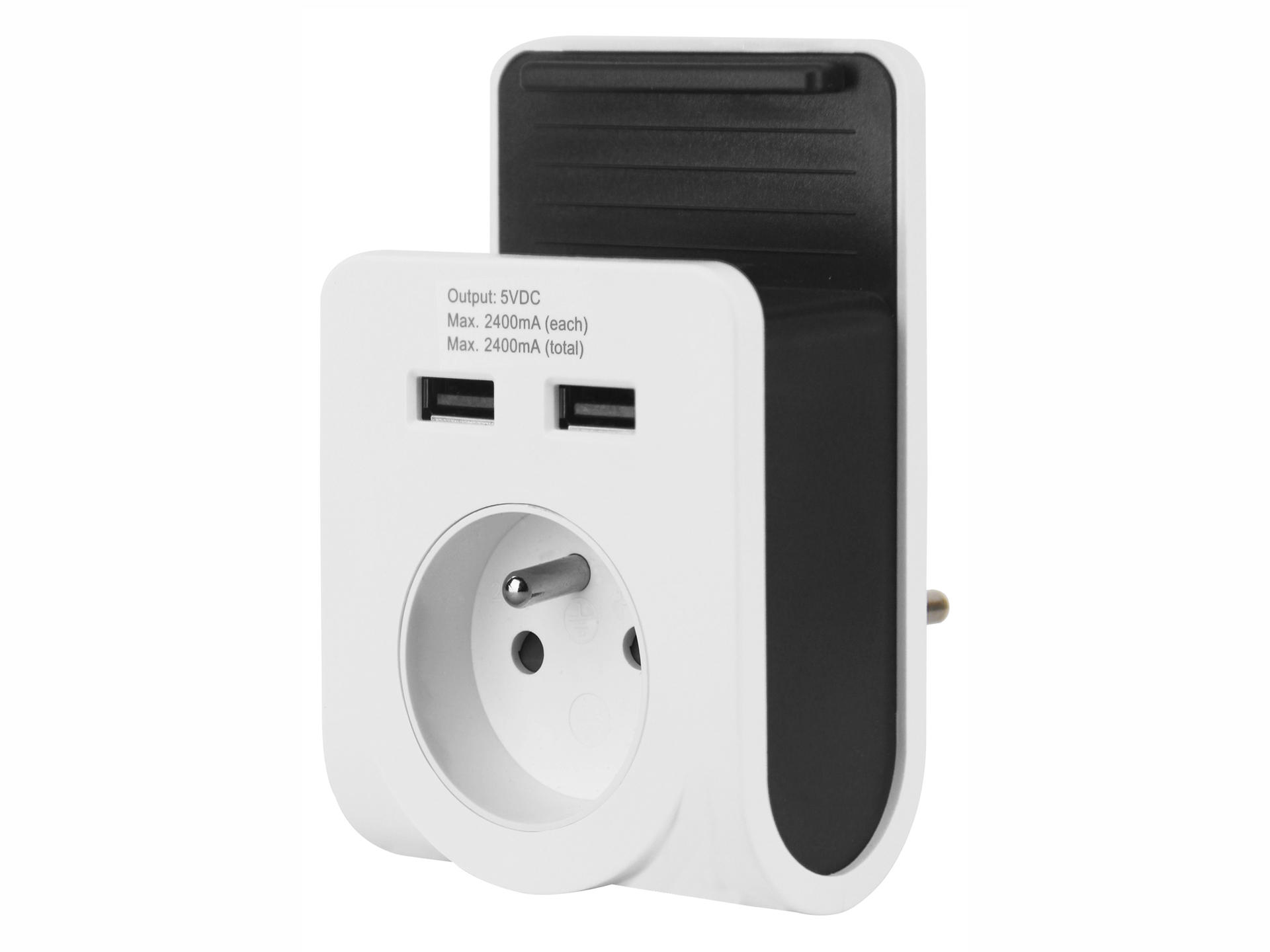 Profile Dominostekker Wit 2xUSB 2.4A