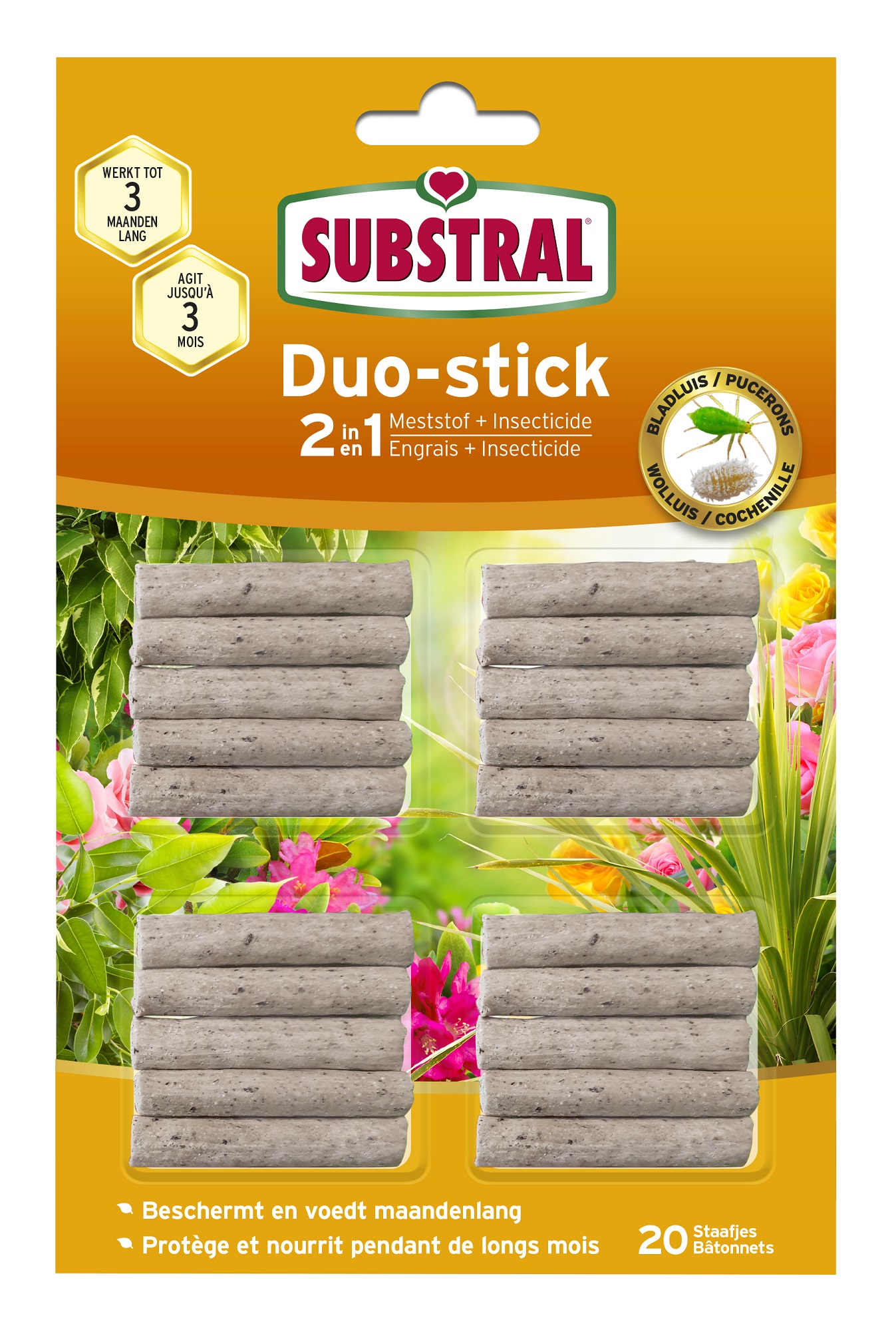 Substral Duo Stick Insecticide + Voeding 20 Staafjes Substral Duo Stick Insecticide + Voeding 20 Staafjes