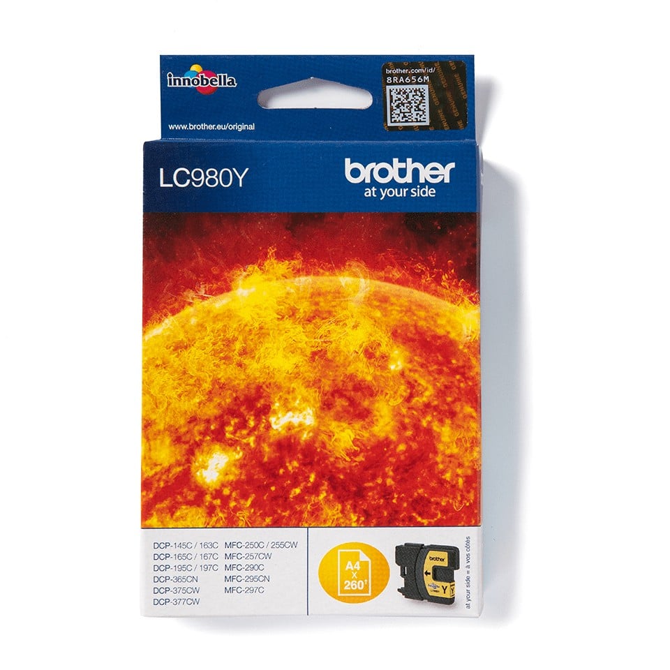 Brother LC980Y Cartridge DCP Inkt Geel - 260 pagina's