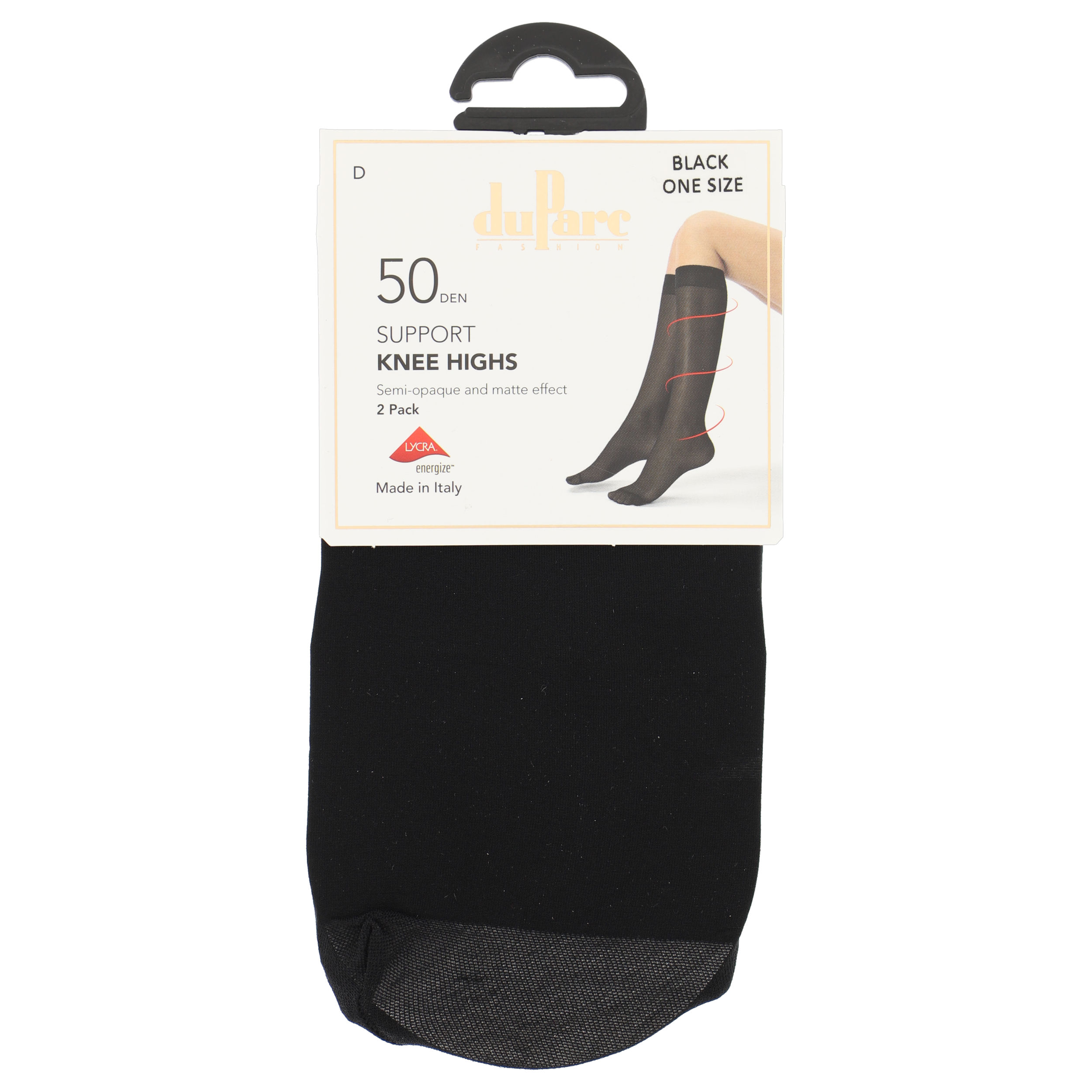 duParc Kniekous Dames Support 2 paar DP8350 One Size 50 den Zwart
