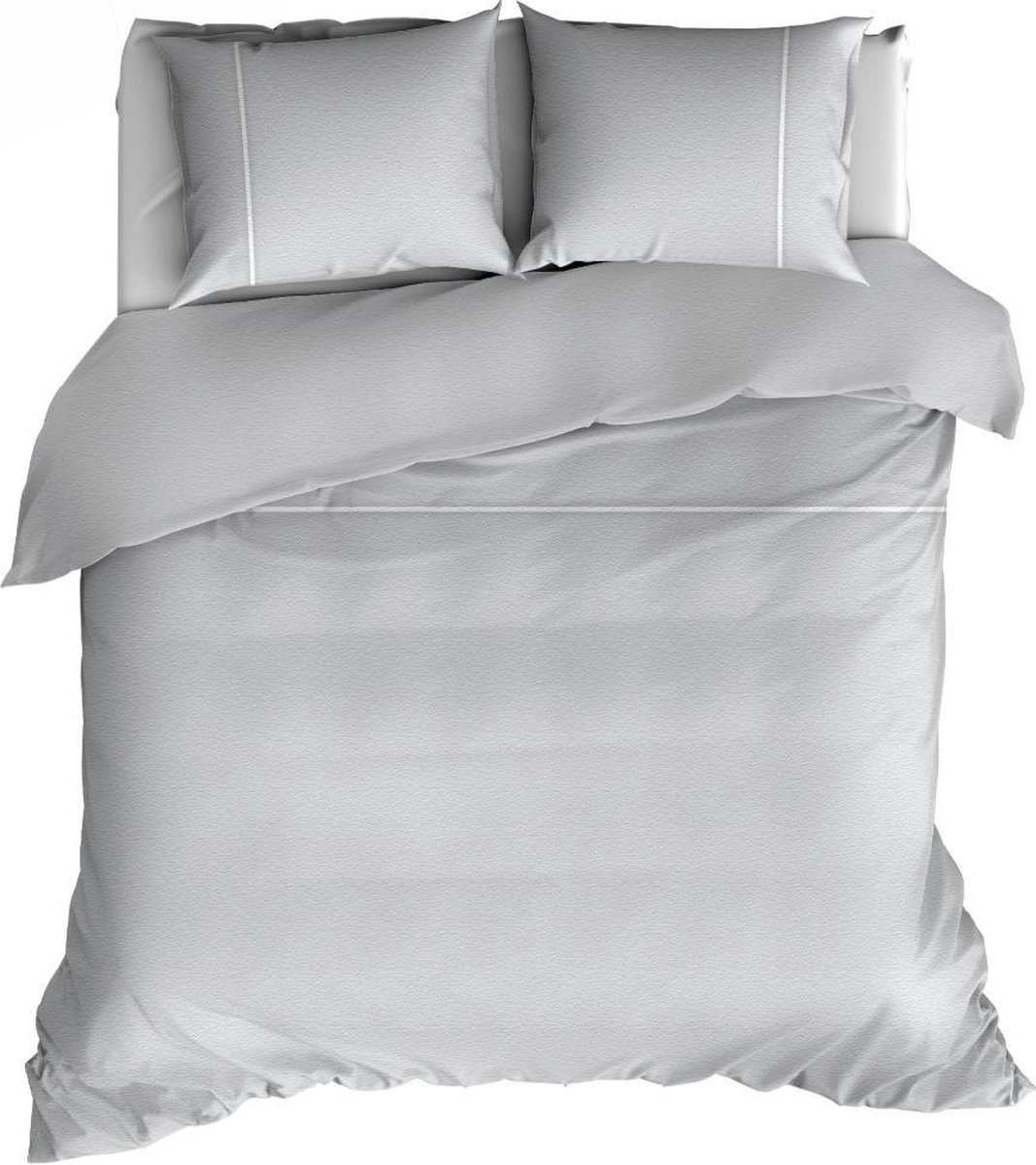 Romanette Dekbedovertrekset Duchesse 240x200-220 cm Flanel Zilver met Witte Naad