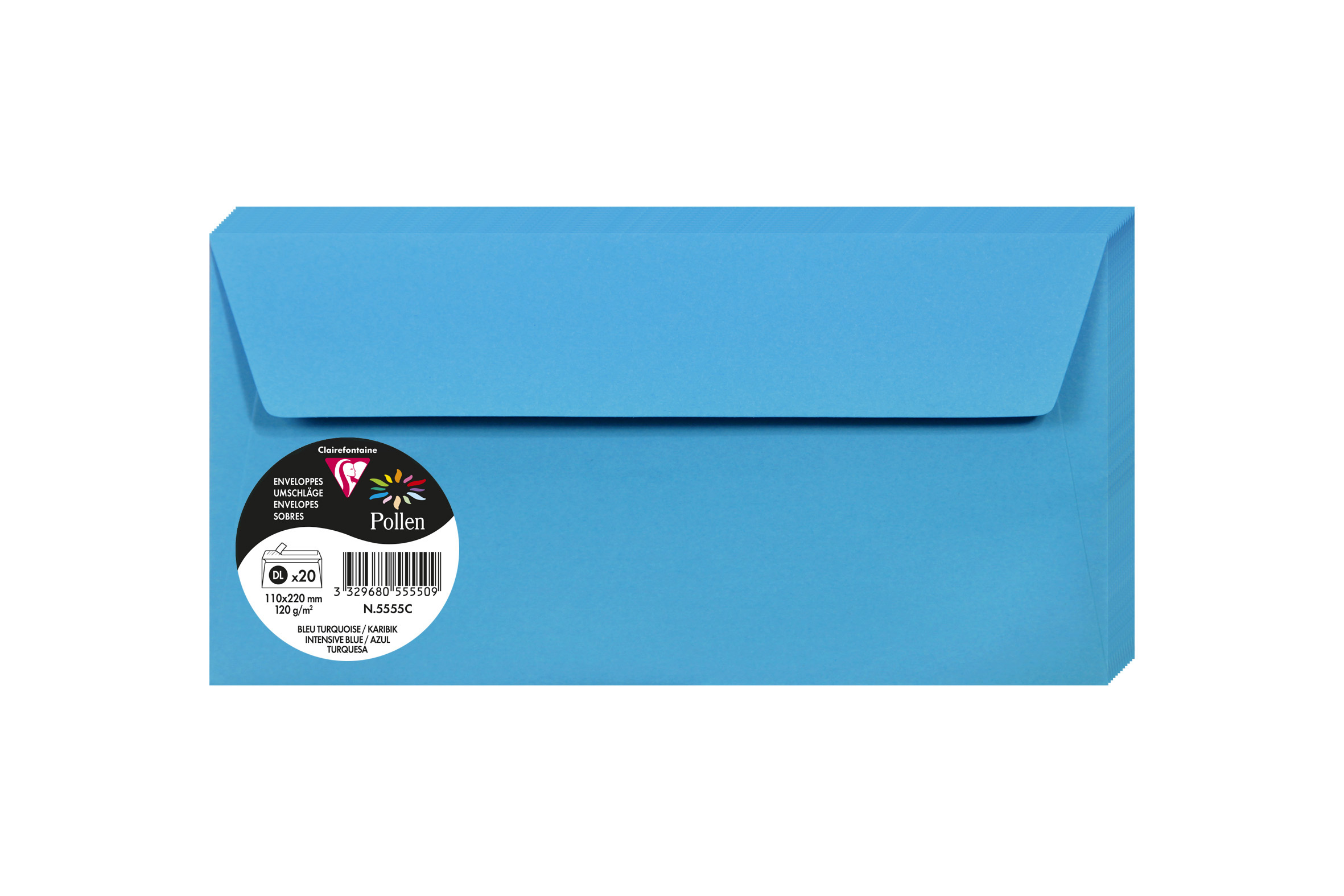 Pollen Zak Enveloppen Turkoois 110x220mm - 120gr - 20 Stuks