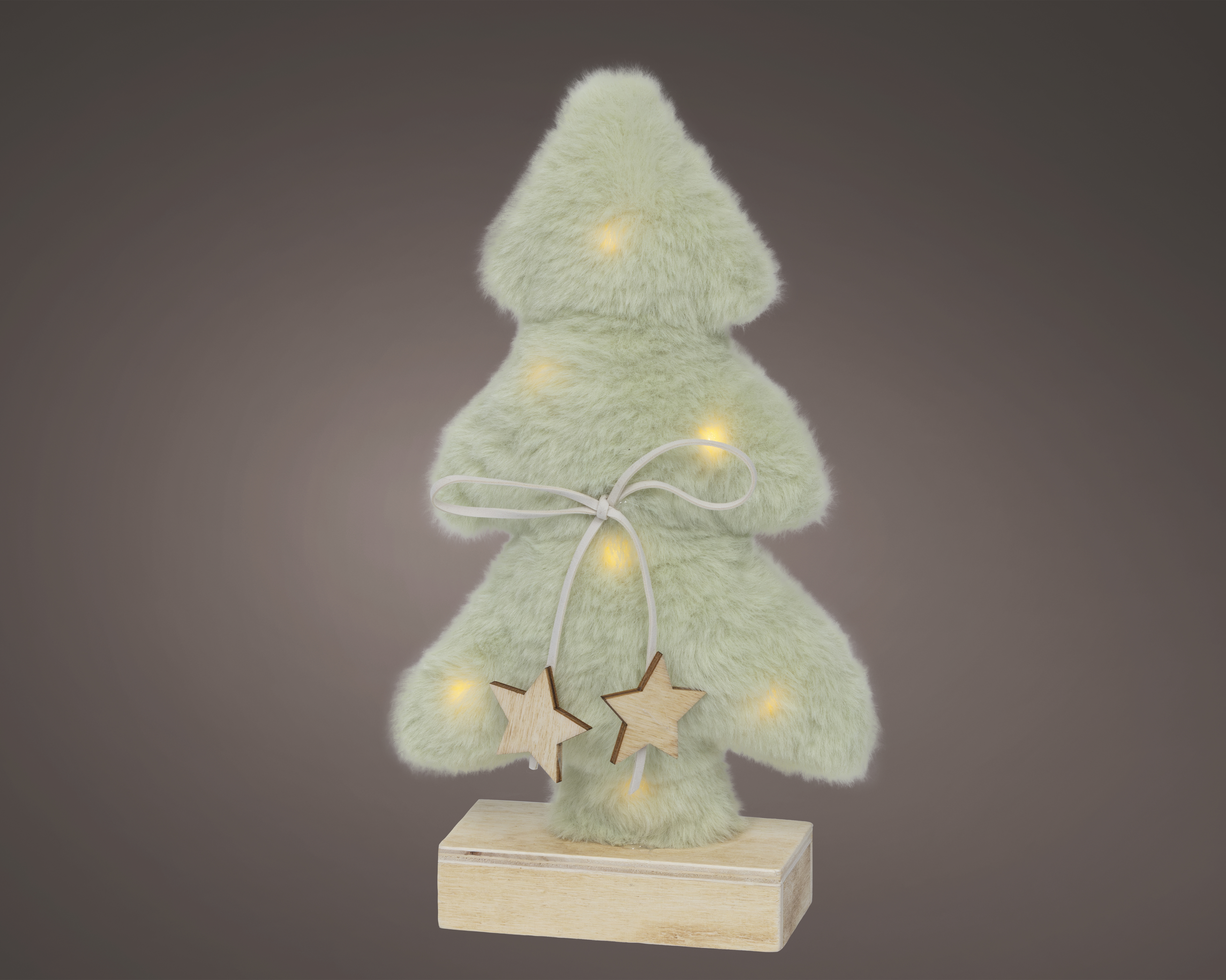Decoboom Micro LED Groen 14x5x24.5 cm - Faux Fur - Warm Wit - met Batterijen (excl.)