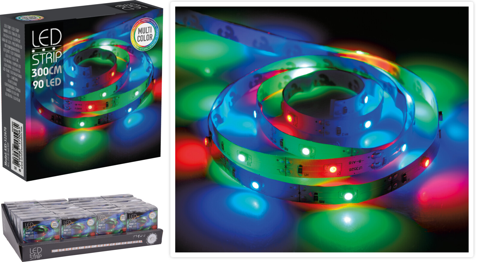 LED-Strip 3m - 90 leds - Multicolour - op Batterijen (excl.)