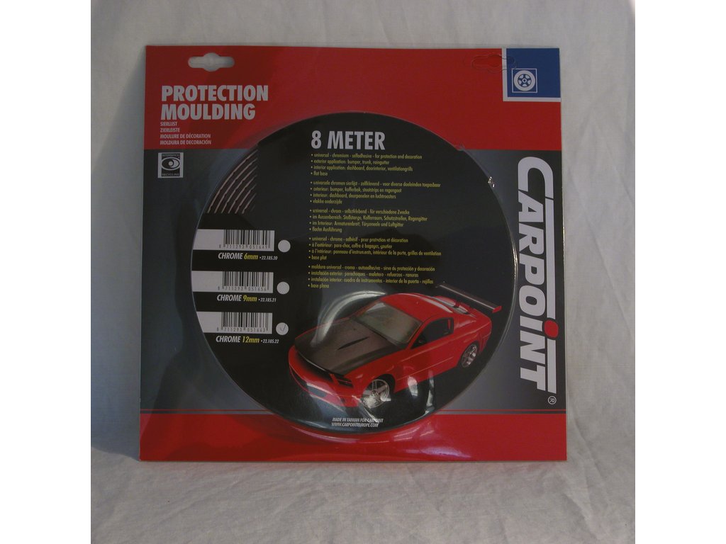 Carpoint Decoratie strip chroom 6 mm / 8 meter