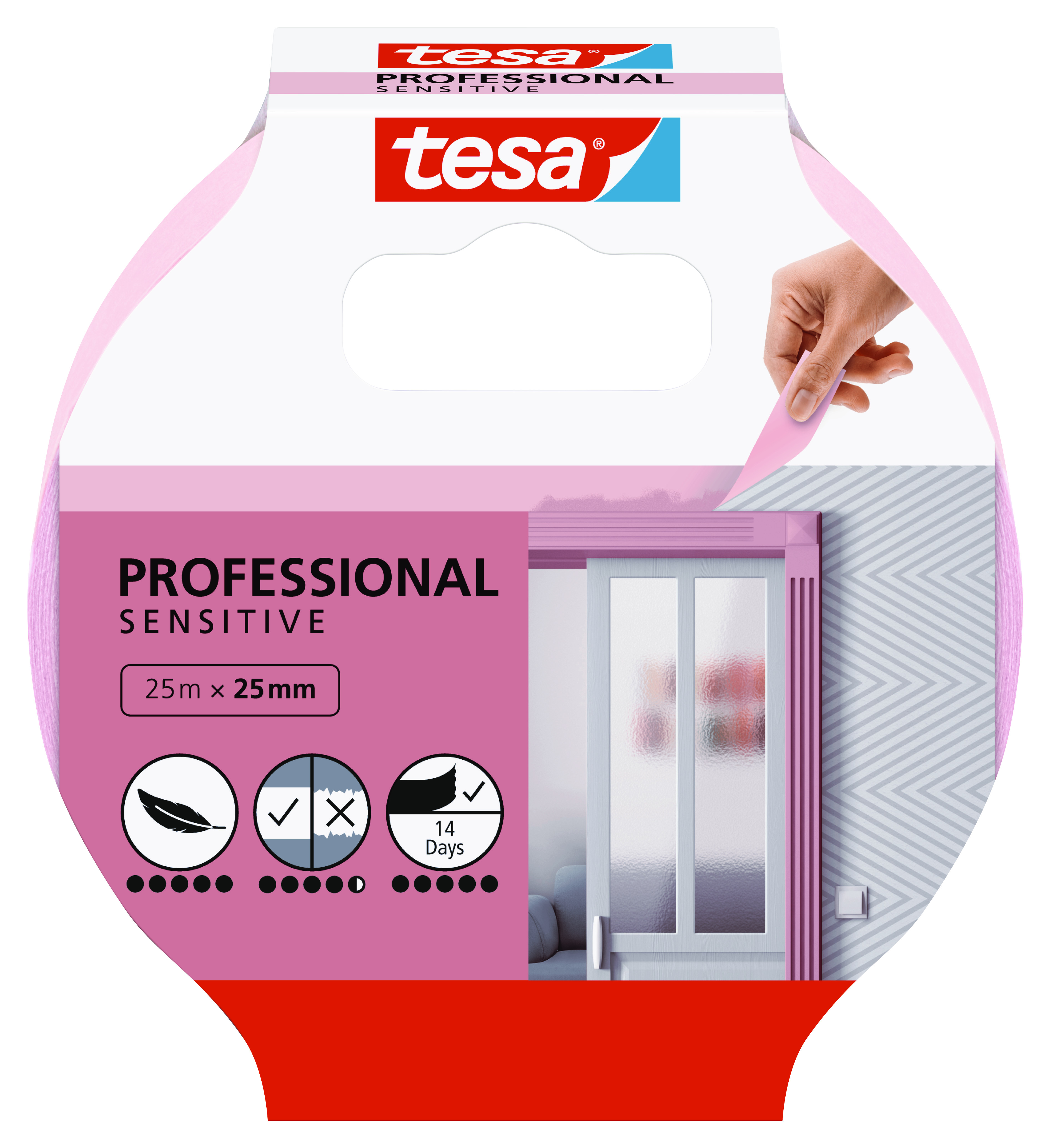 Tesa Afkleefband Professional Sensitive 25 m x 25 mm - Roze