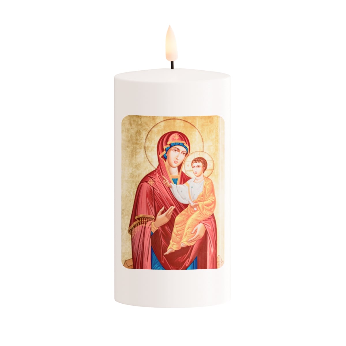 LED Grafkaars Delight Virgin Mary & Jesus - 7.5x15 cm - Wit - op Batterijen (excl.)