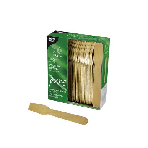 PapStar IJslepel Hout Pure 9.4cm set 100 stuks