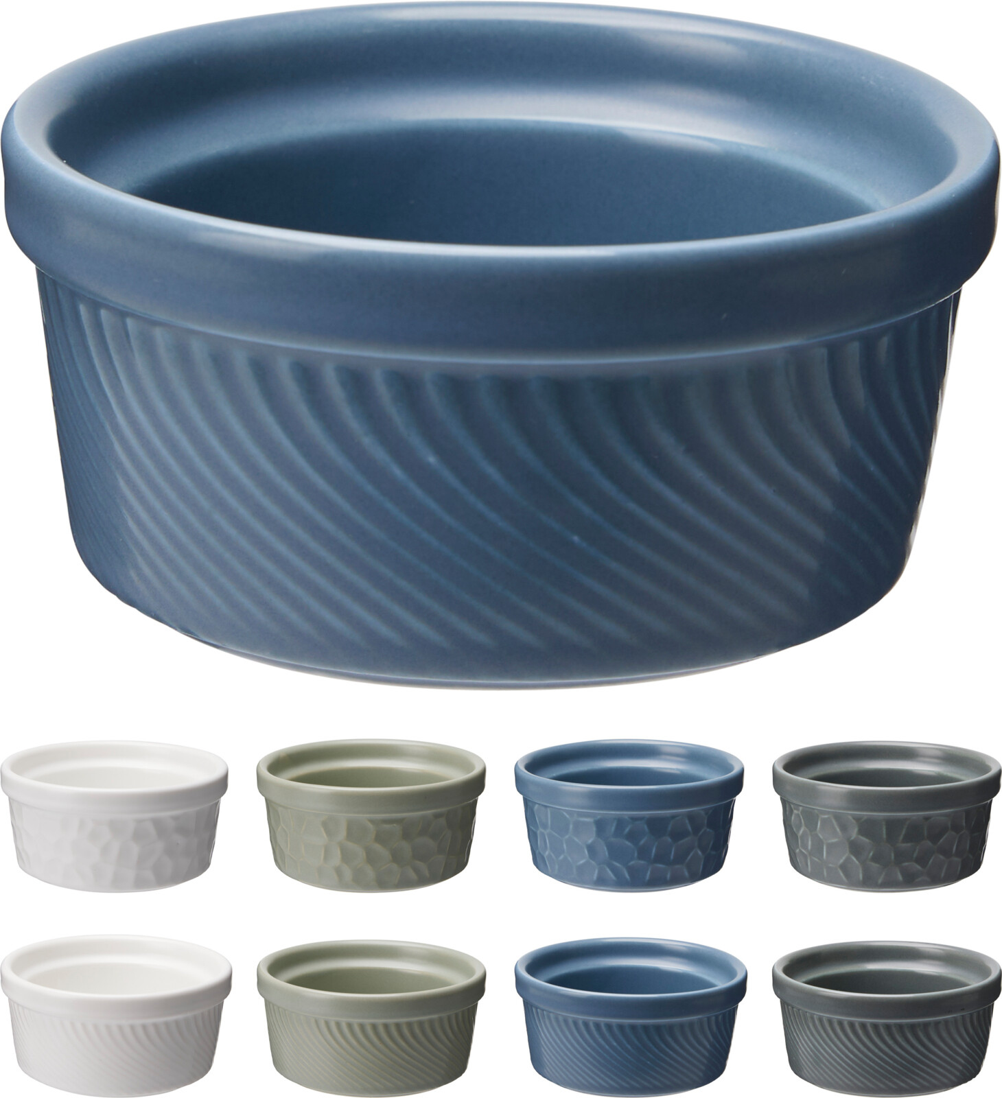 Aperopotje Relief Porselein 8.5x4 cm - assorti - prijs per stuk