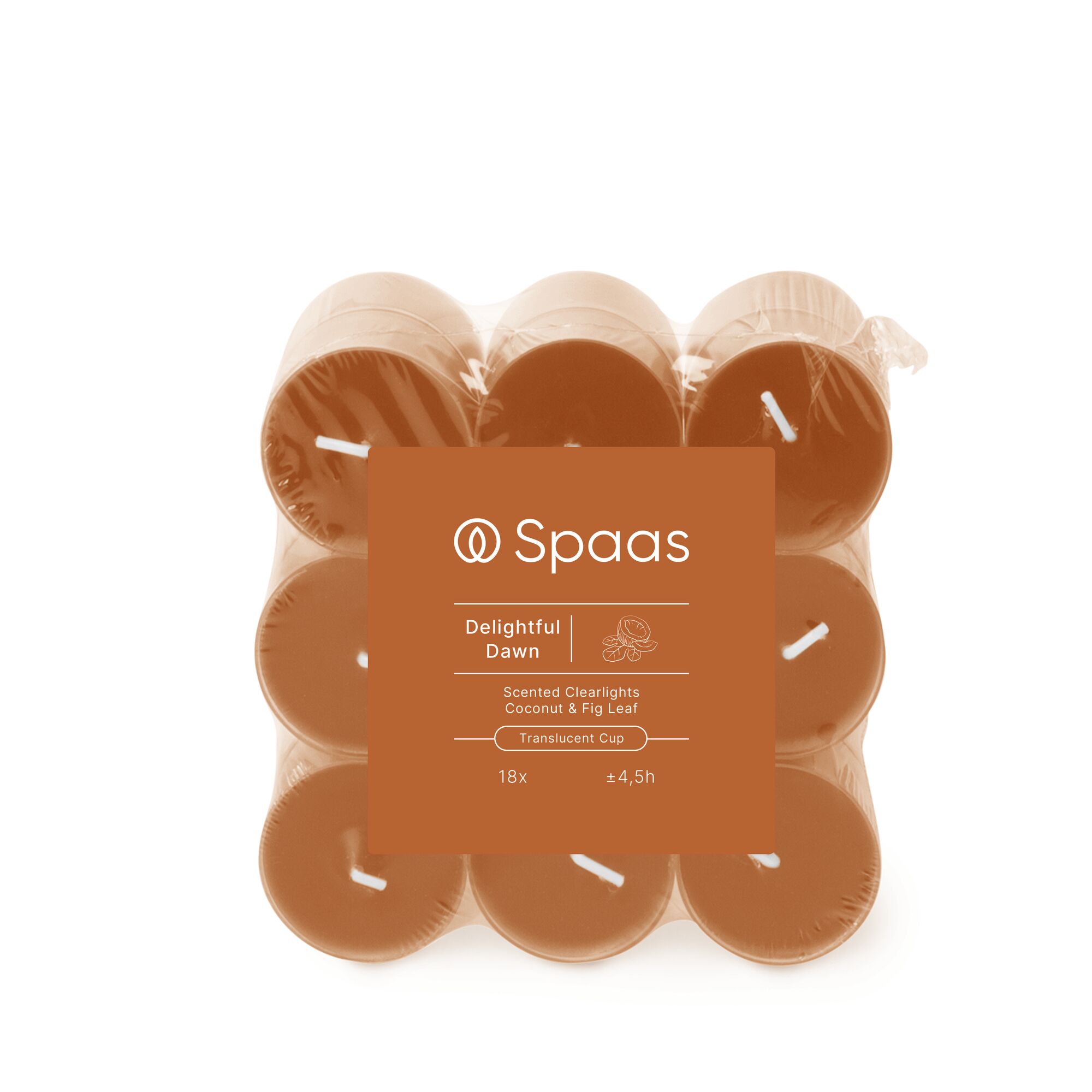 Spaas Theelichten Clearlights 18 stuks Delightful Dawn - Coconut and Fig Leaf - 4.5 Branduren