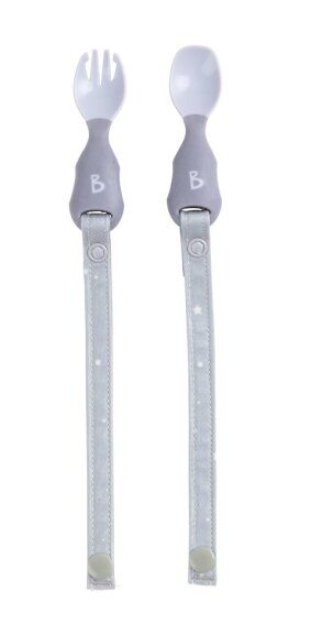 Bibado Babybestek met Clips Vork+Lepel Mist