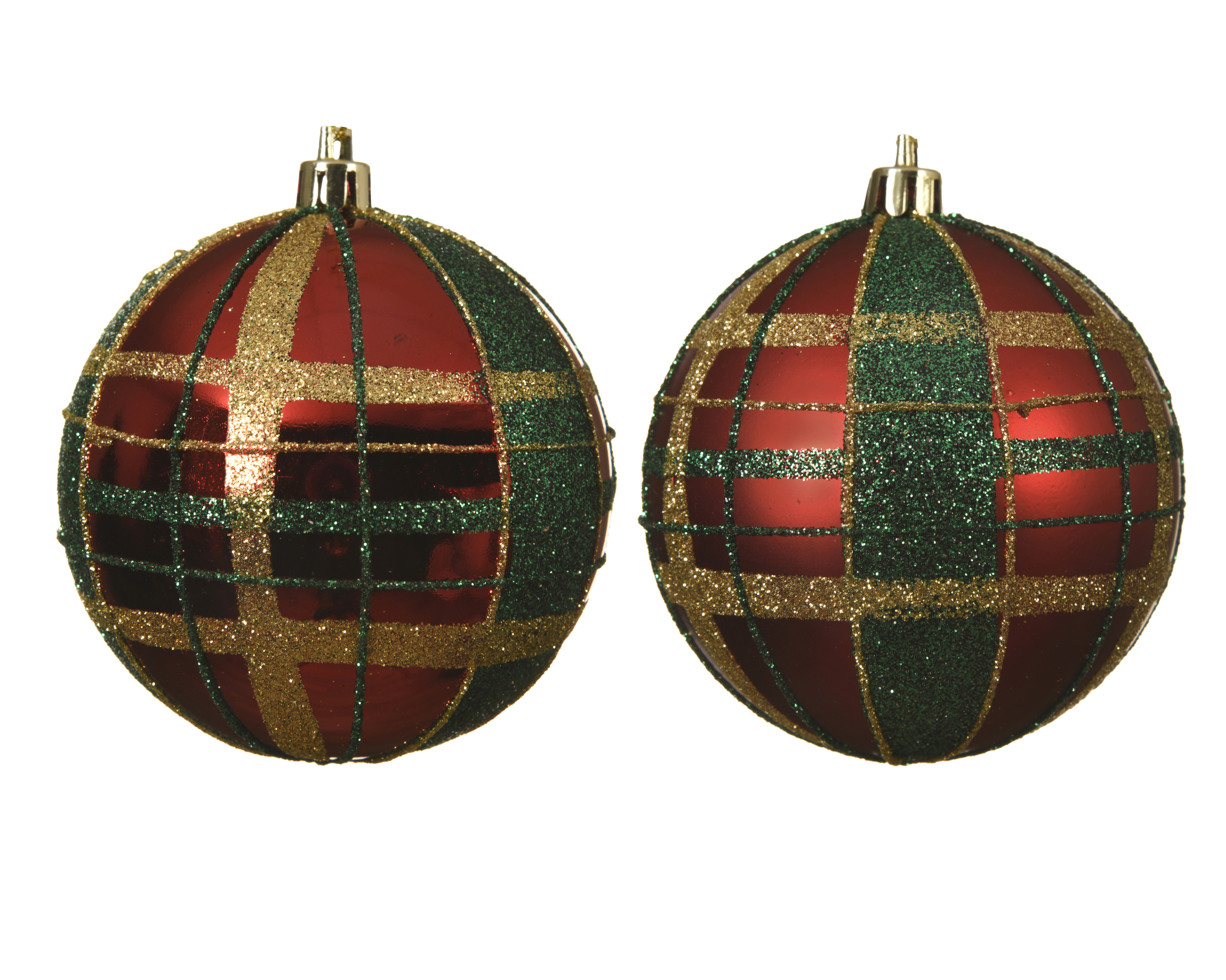 Kerstbal PLC Geruit Kerstrood 8 cm - Glanzend/Mat - assorti - prijs per stuk