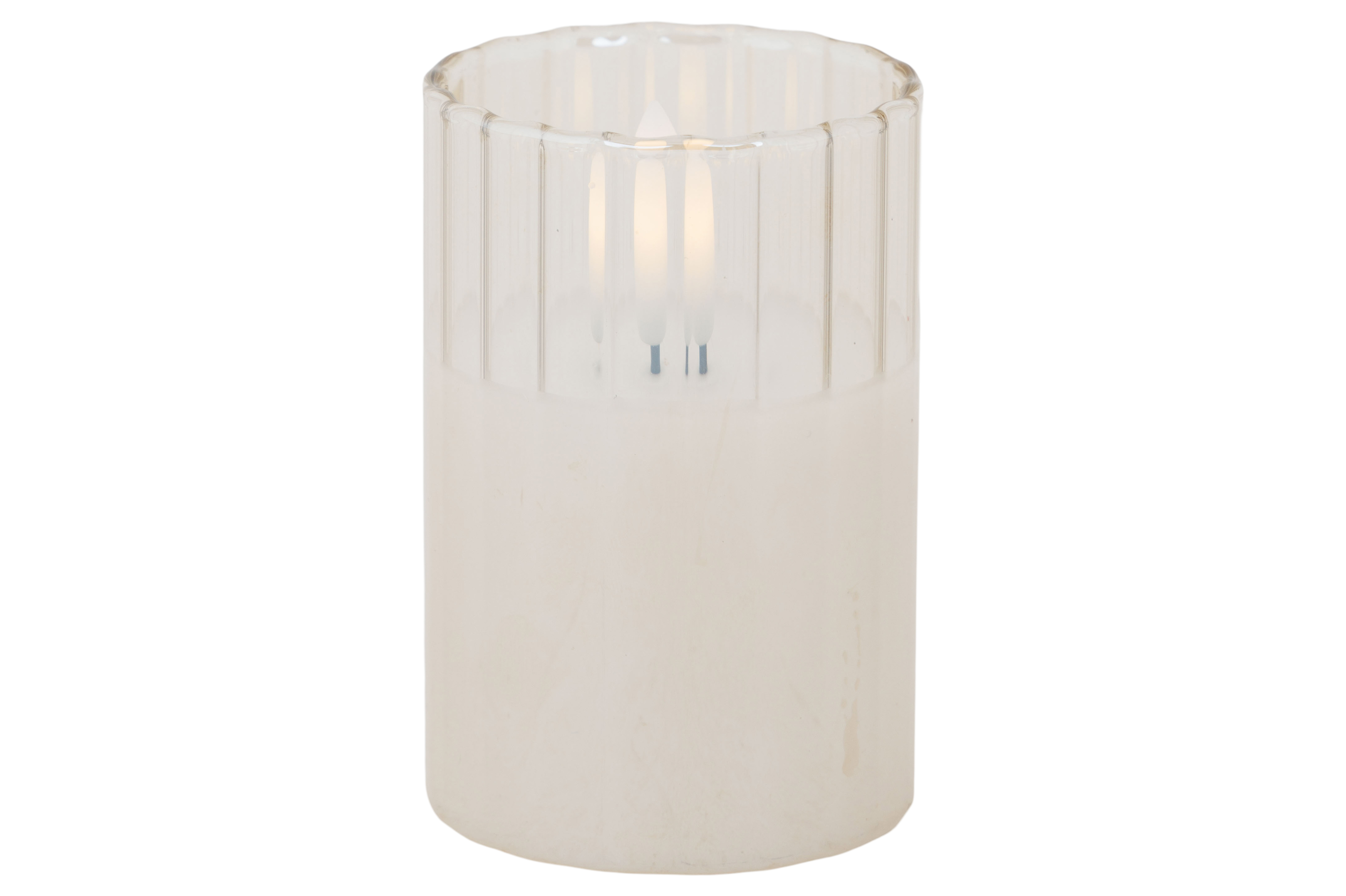 Cosy@Home LED Kaars Ribble Creme - 5x7.5 cm - Glas - incl.Batterij