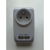 Dominostekker met 2 USB Laders Adapter Wit, 1 USB A en 1 USB C