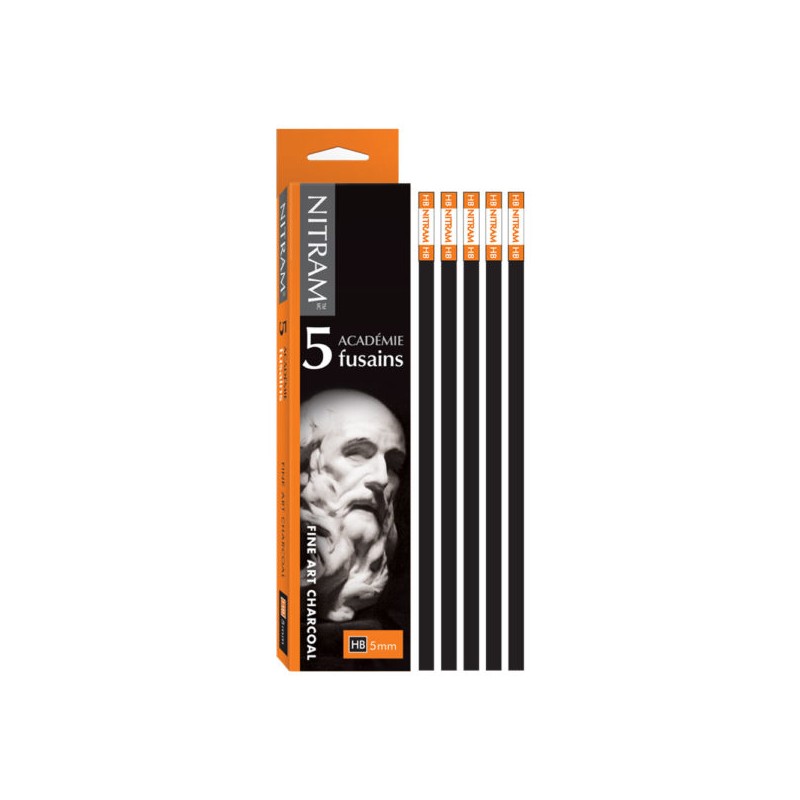 Nitram Houtskool Académie Fusains HB Medium 5 stuks