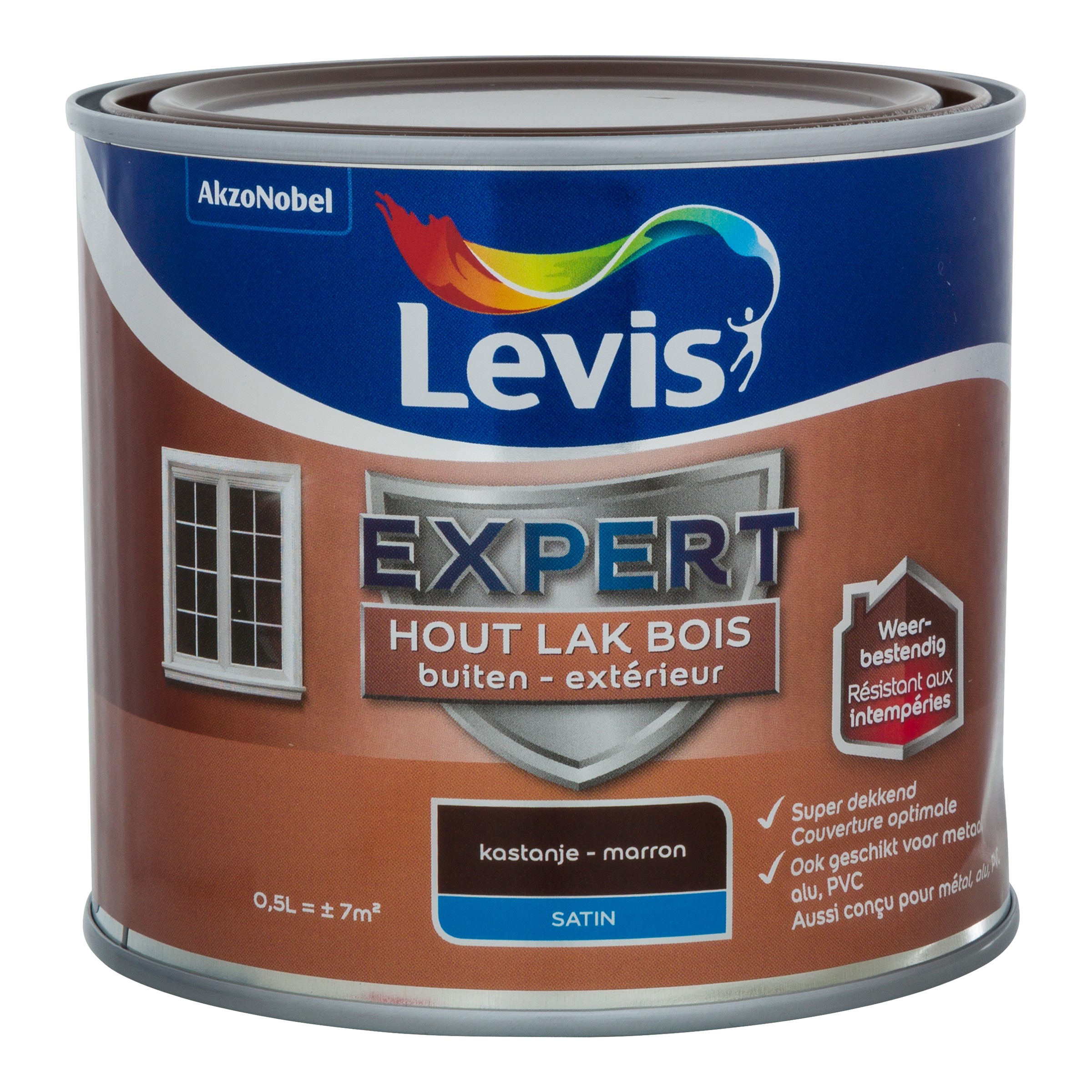 Levis Expert Lak Buiten Satin 0.5 l Kastanje