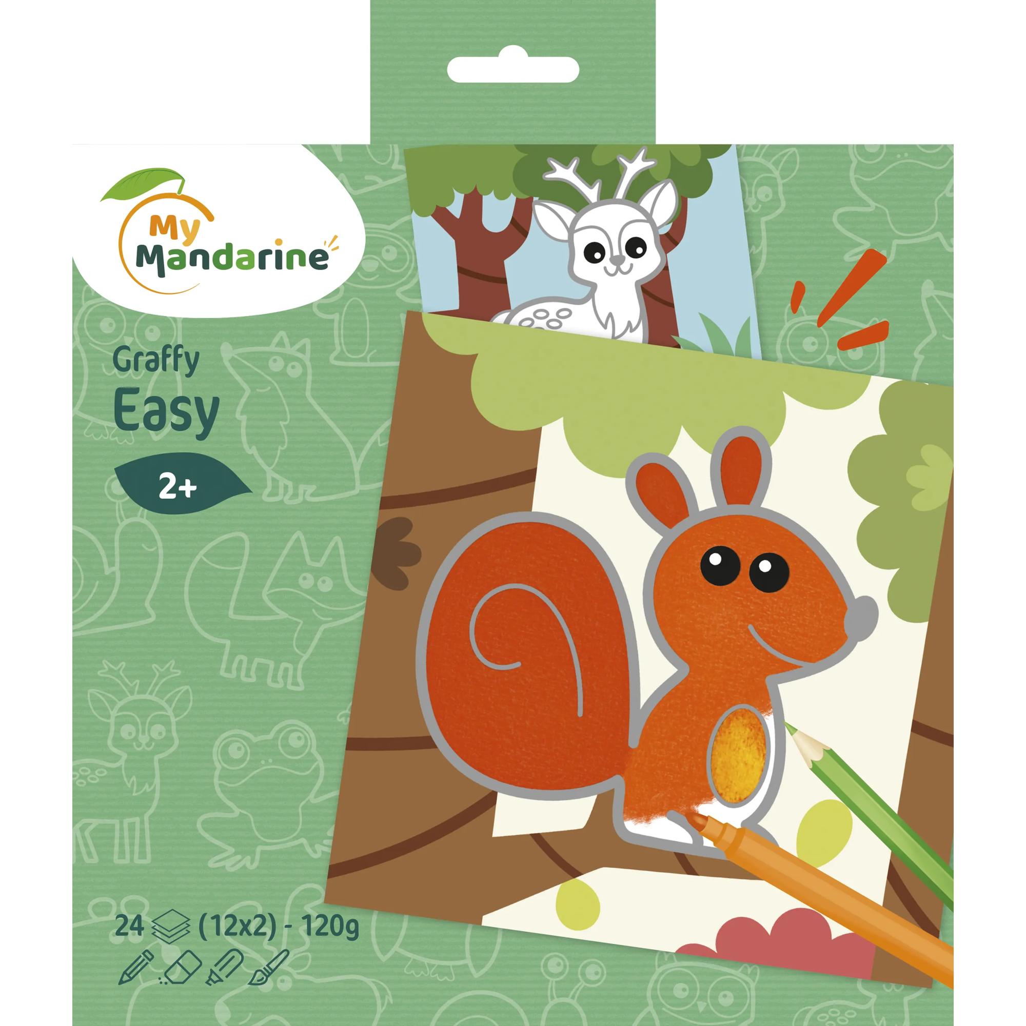 My Mandarine Kleurplaten Graffy Easy Dieren in het Bos 24 vel - 2+ jaar