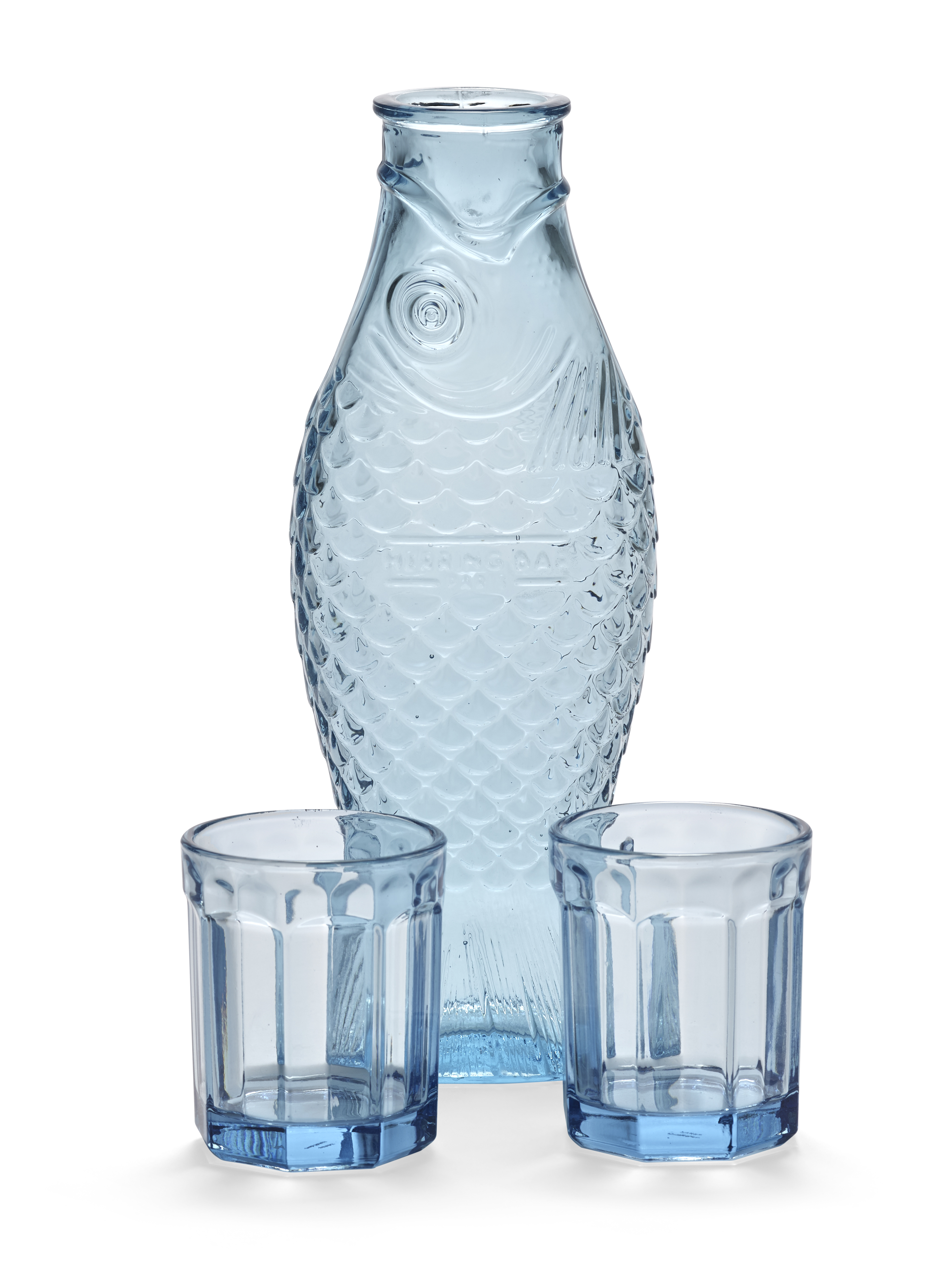 Serax Karaf Blue Fish & Fish met 2 Glazen - Glas - by Paola Navone