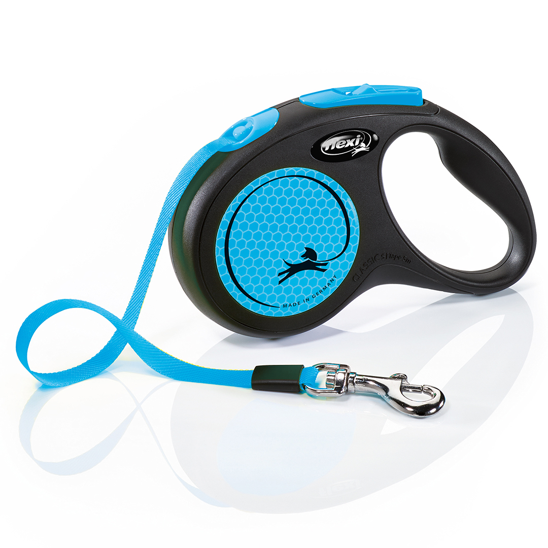 Flexi Leiband New Neon Lint S 5 m Zwart - Neon Blauw