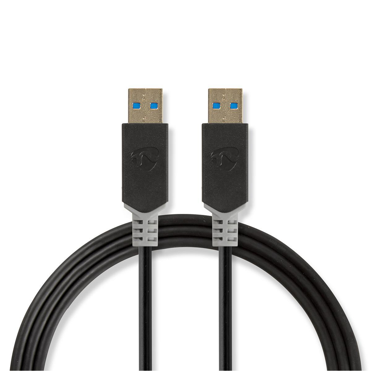 Nedis USB-A 3.0 kabel 2x MALE 2 meter, antraciet