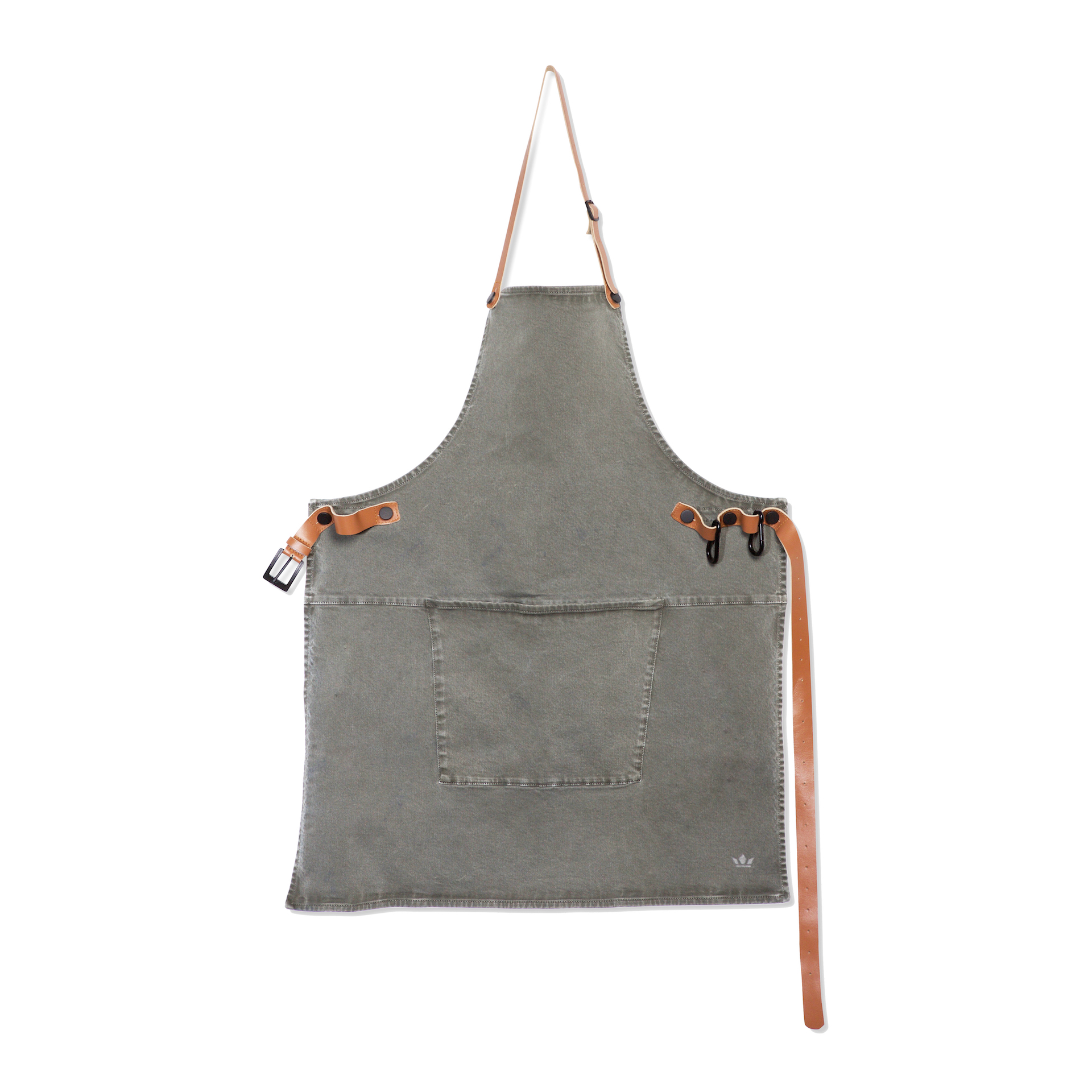 Dutchdeluxes Keukenschort BBQ Style Grey/Green - 81x68 cm - 100% Organic Cotton - Handgemaakt