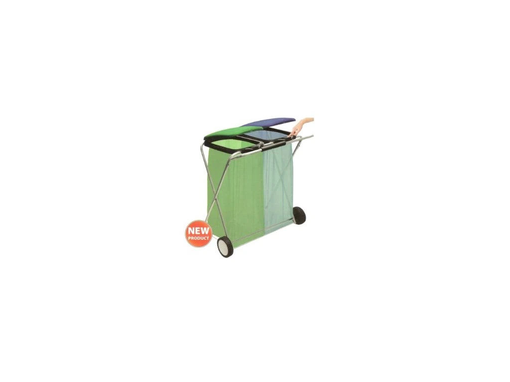 Artex Vuilniszakhouder Verrijdbaar 2 Houders met Deksel - 89x41x66 cm