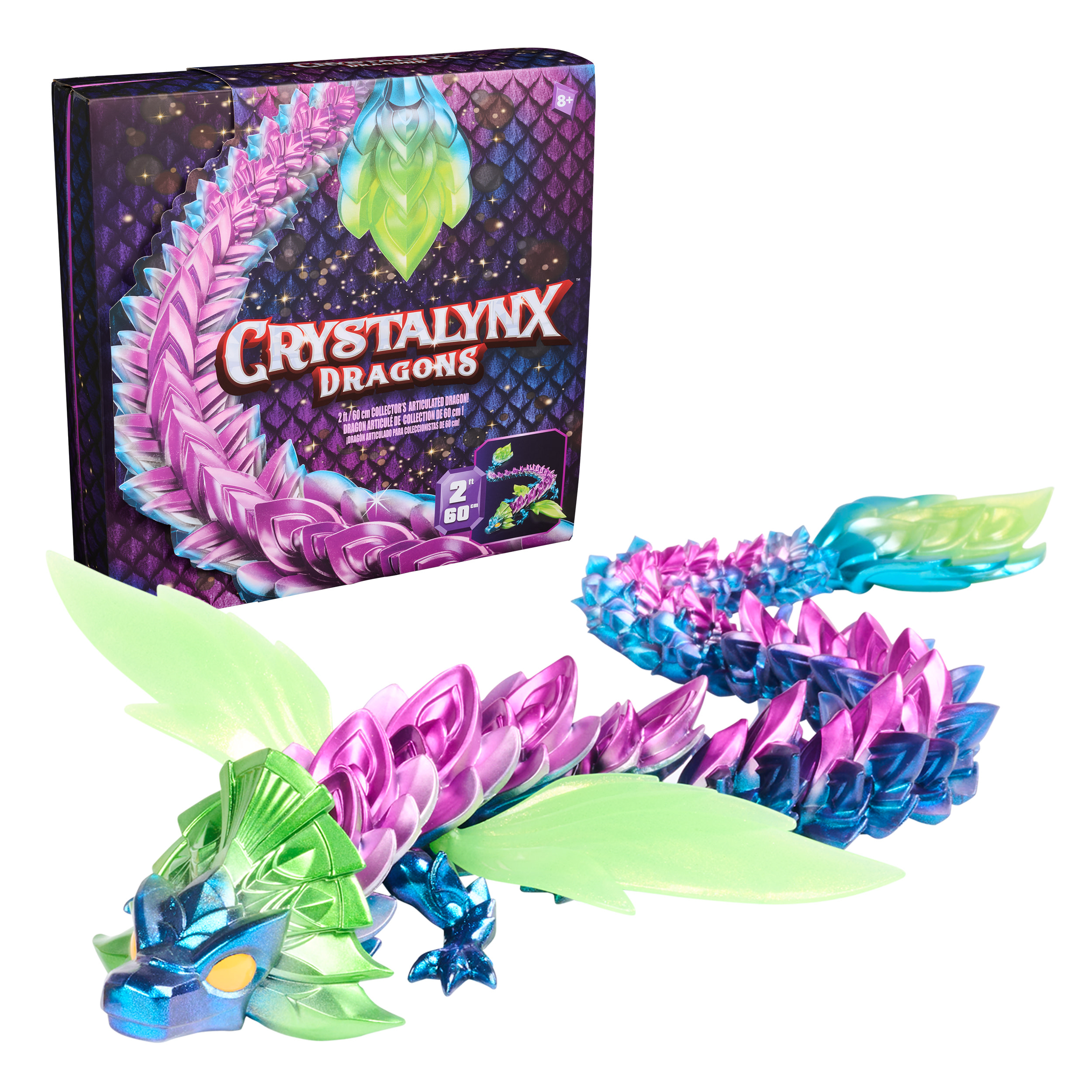 Crystalynx Dragons, verrassinsei met beweegbare XL Dragon Spectris 61 cm