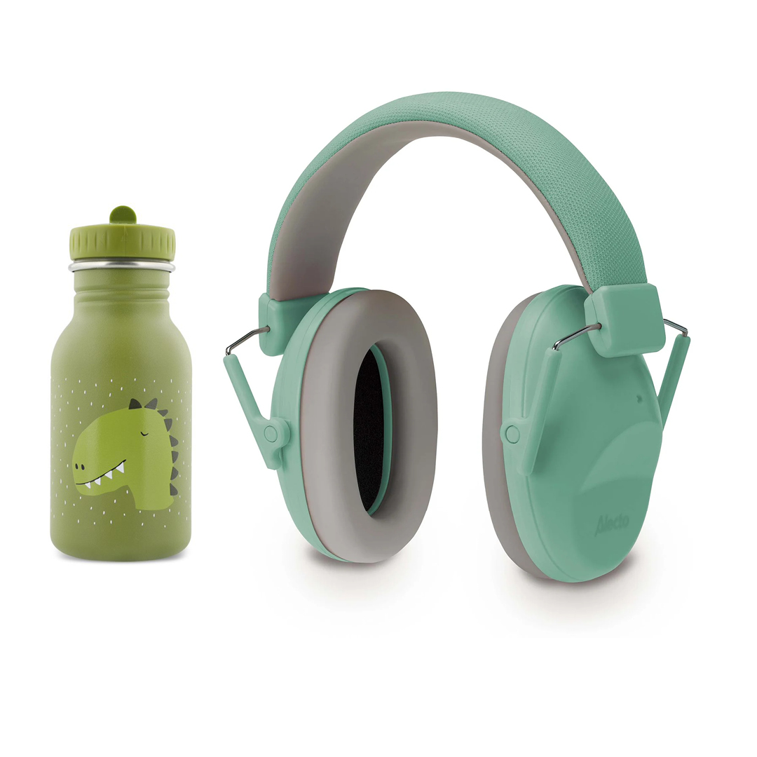 SET Gehoorbeschermer Groen + Drinkfles Dino 350ml