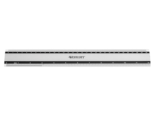 Westcott Lat 30 cm Aluminium rubberen anti slip aan onderkant