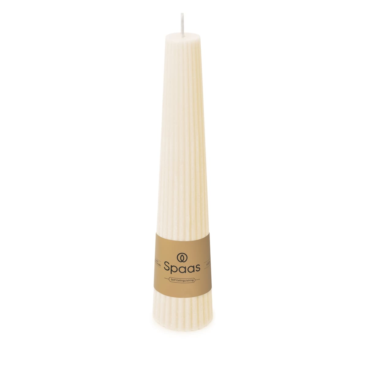 Spaas Kaars Iconic Obelisk Ribbed Ivory - 4.8x25 cm - 25 Branduren