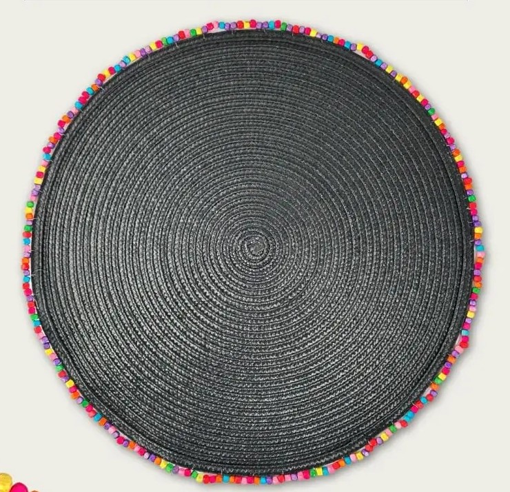 Arca Placemat Bordato Black 38cm