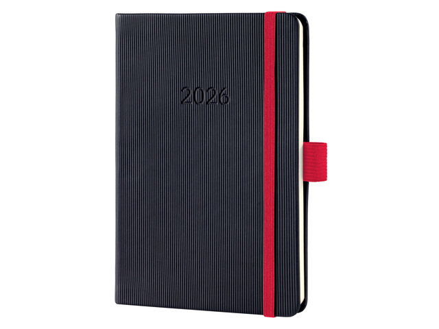 Sigel Agenda 2026 Conceptum A6 1week/2pag Black-Red Elastiek