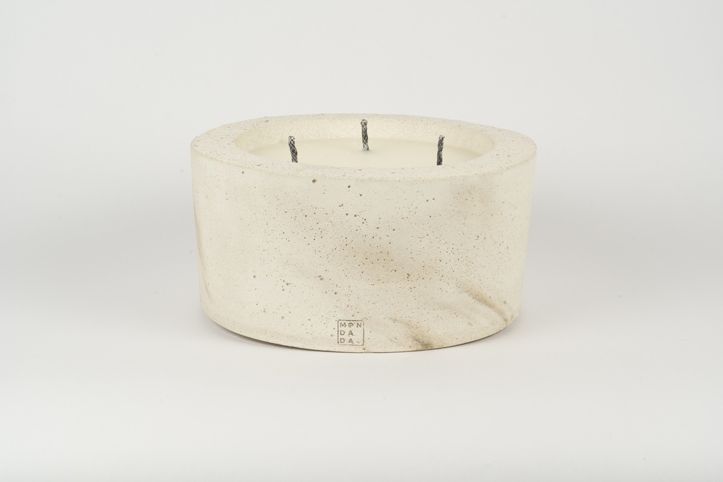 Mon Dada Kaars Urban Table Three Ecru Marble 27x13.5 cm - Concrete - Outdoor - 3 Lonten