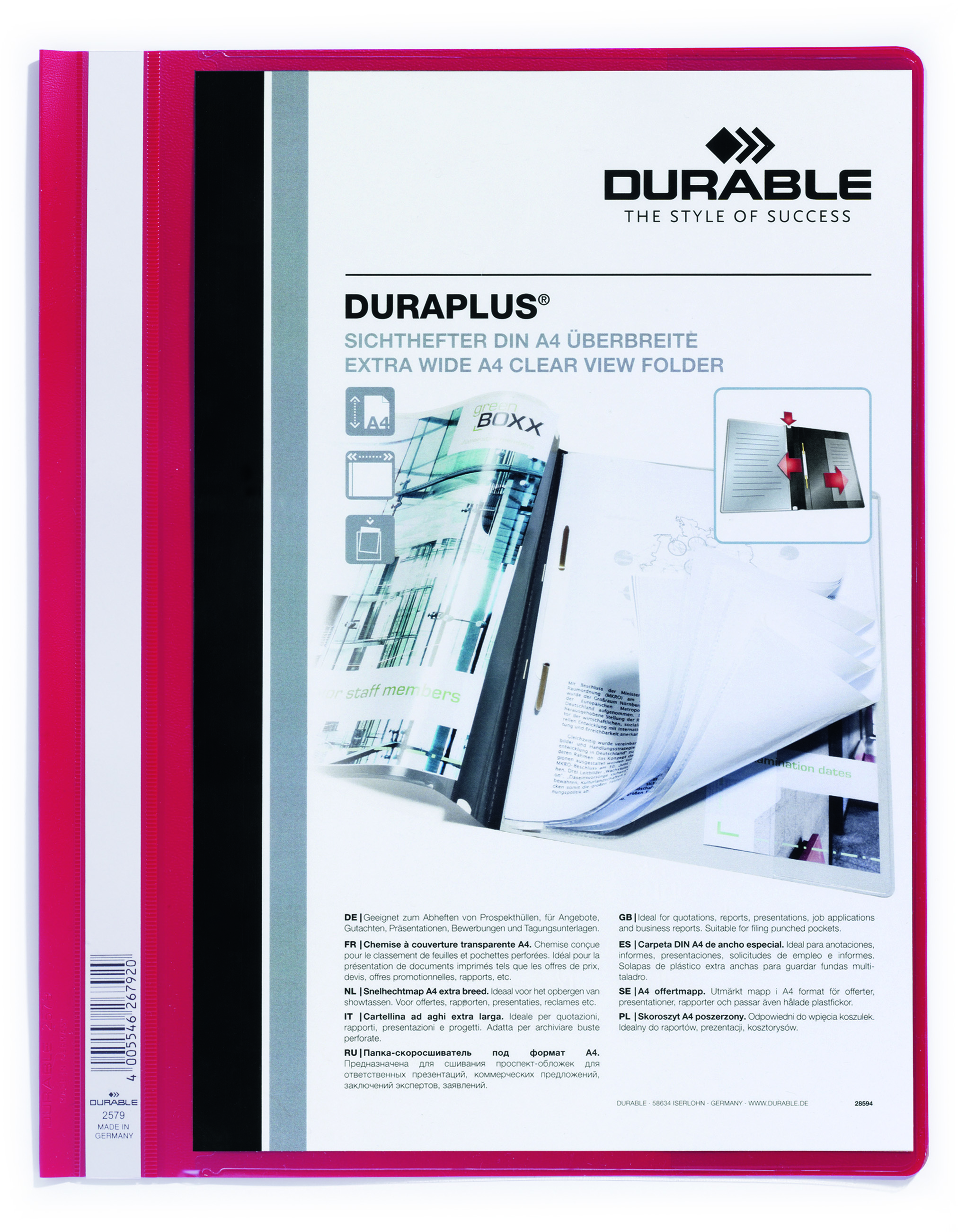 Durable Duraplus Map A4 Geel Voorblad met Insteektas