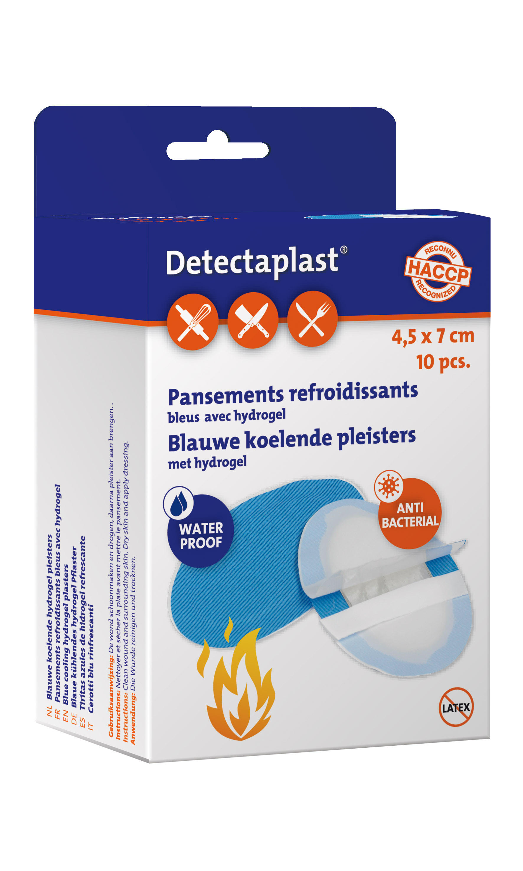 Detectaplast Hydrogel Pleister 68x43mm 10 Stuks - Blauwe hechtende pleister