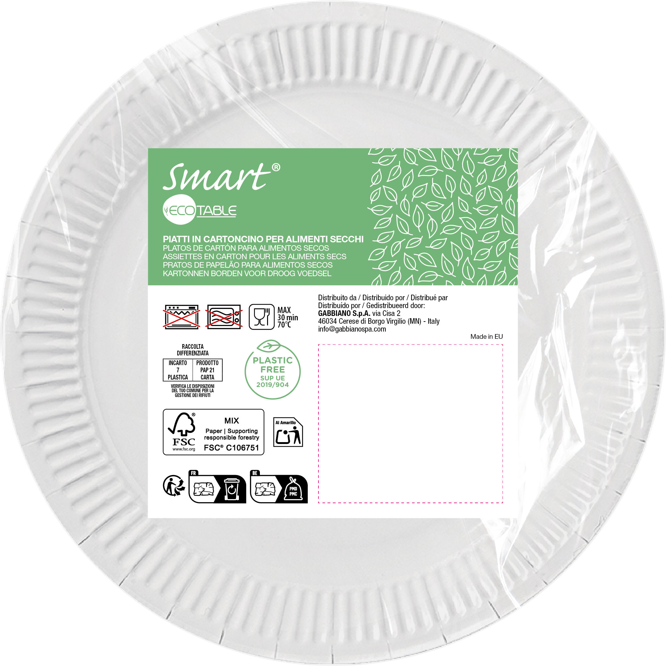 Perla Festa Bord Karton voor Droge Voeding Wit 18cm - 30 stuks