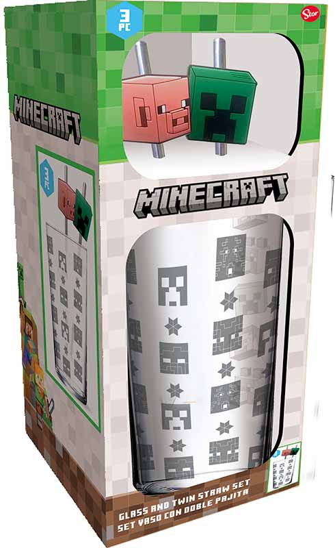 Minecraft Drinkglas met Rietjes