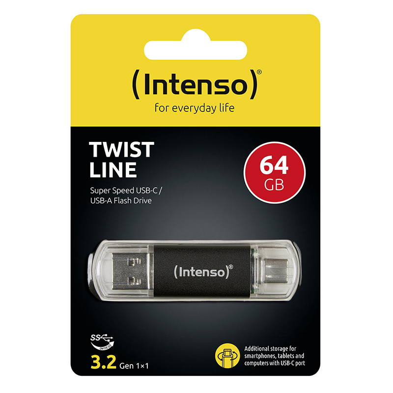 Intenso Twist USB Flash Drive 3.2 Stick USB-C en USB-A 64 GB 