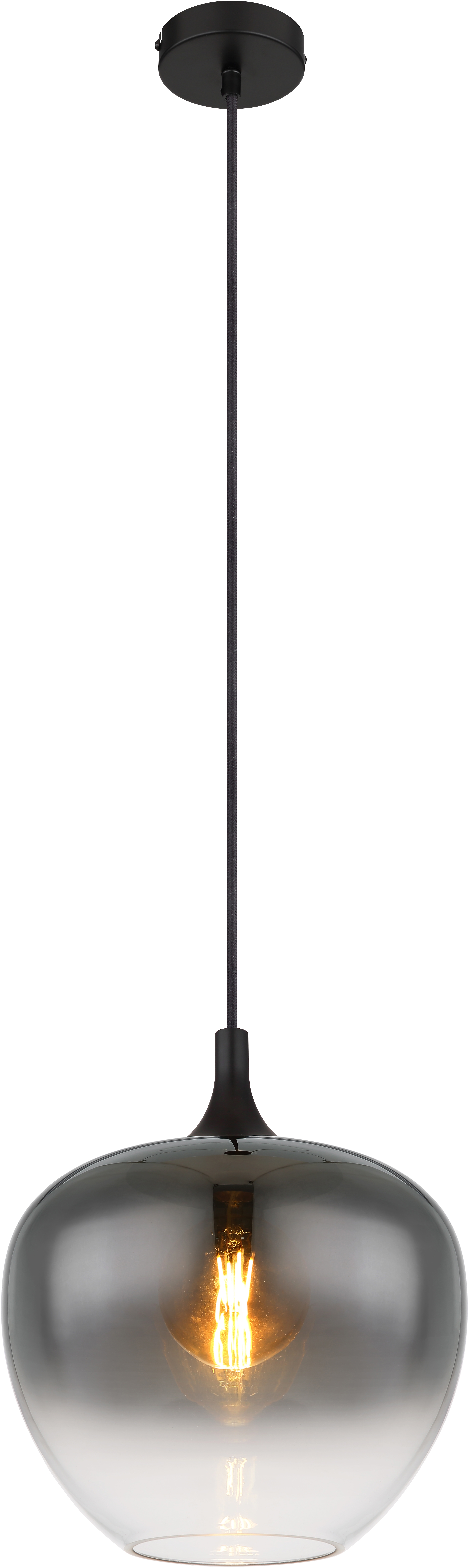 Globo Hanglamp Maxy Mat Zwart Rookglas 1x E27