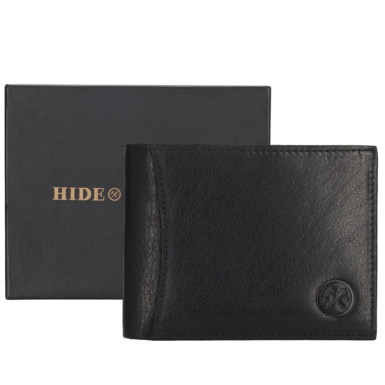Hide & Stitches Portemonnee TK 9x12x2 cm - Zwart - Leder