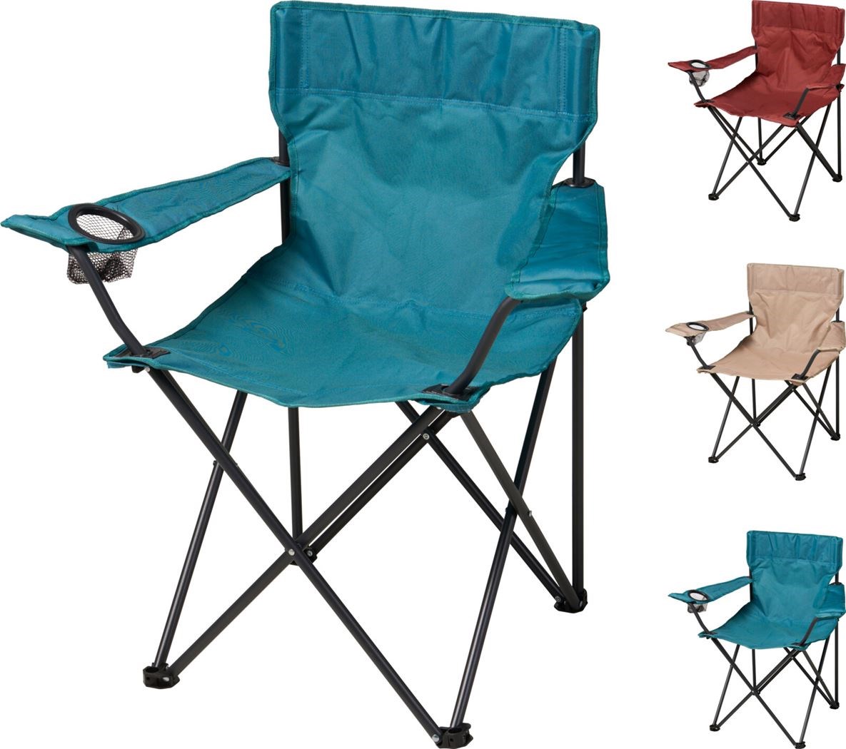 Kampeerstoel met blikhouder en draagtas - assortiment kleuren - prijs per stuk