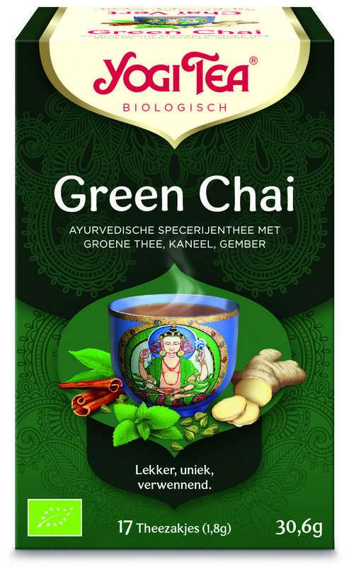 Yogi Tea Green Chai Bio 17 Builtjes Groene Thee, Kaneel & Gember